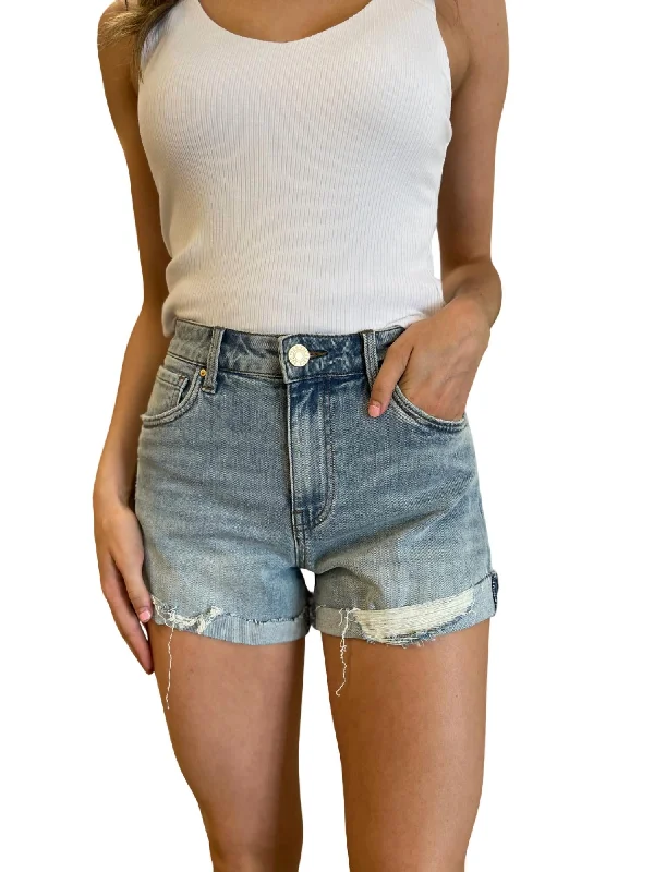 Jeanette Women Shorts with a Soft and Comfortable FeelJane High Rise Rolled Hem Short In Blue