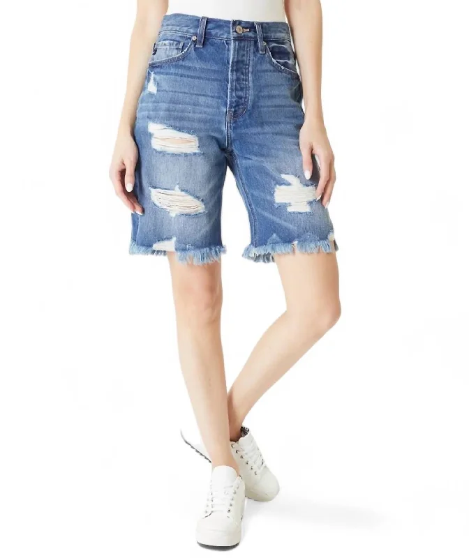 Belted Women Shorts to Enhance the WaistlineKellie High Rise 90‚Äôs Boyfriend Shorts In Blue