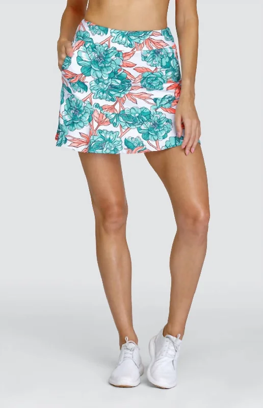 Leather Look Women Shorts for an Edgy and Chic StyleKioko Pull On Skort In Peony Blooms