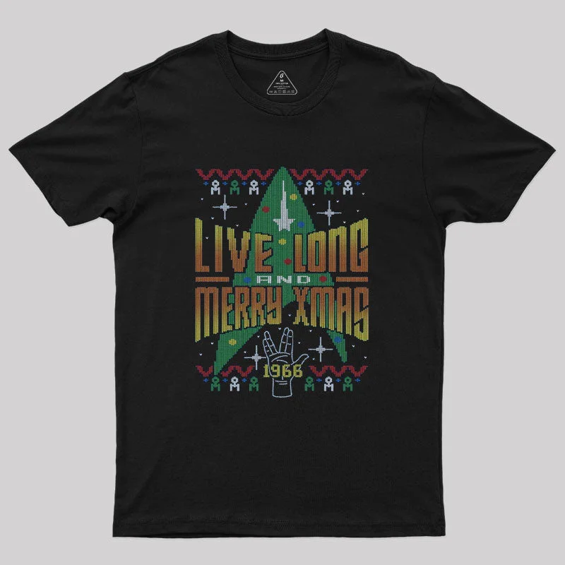 Embroidered Women T Shirt with Intricate DetailsLive Long and Merry Xmas T-Shirt