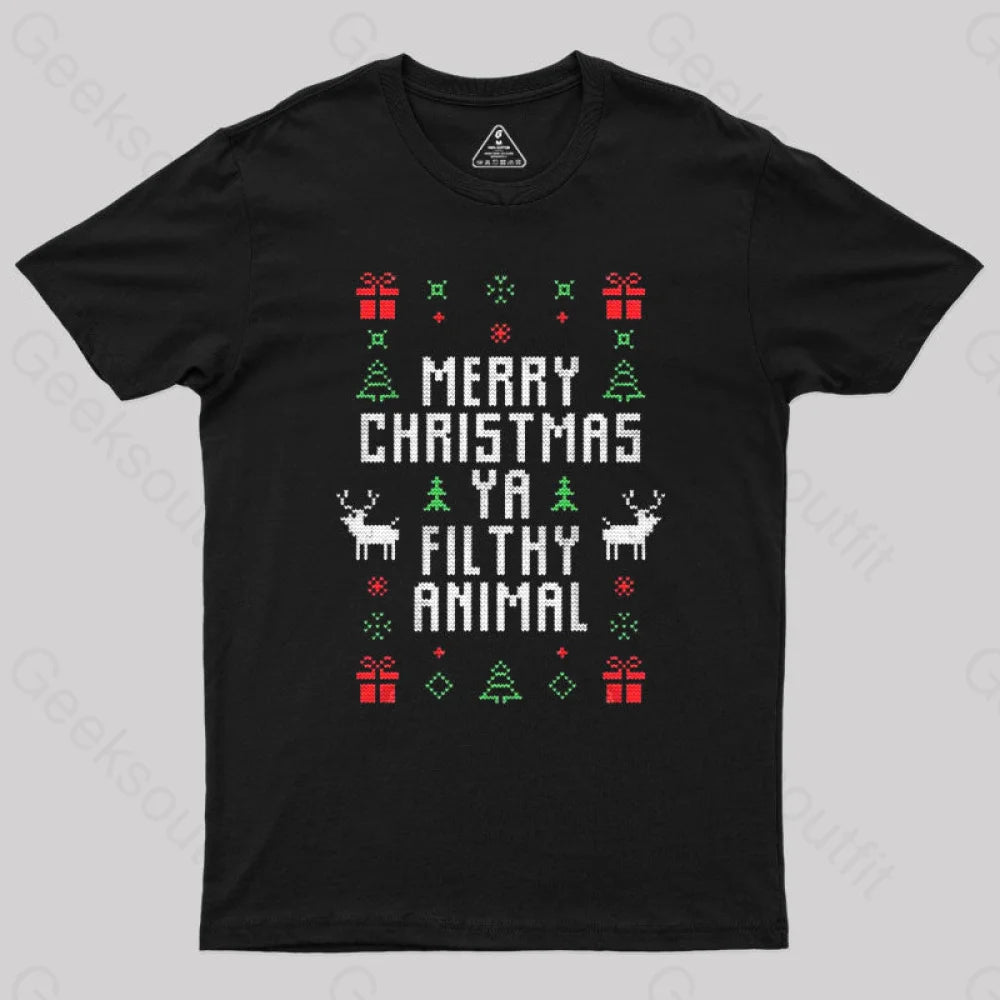 Crop Top Women T Shirt to Pair with High - Waisted BottomsMerry Christmas You Filthy Animal Geek T-Shirt