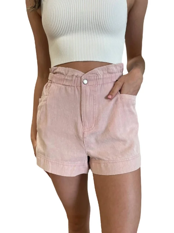 Stretchable Women Shorts for Maximum MobilityMineral Wash Shorts In Light Pink