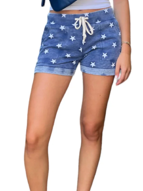 Cuffed Women Shorts for a Laid - Back and Trendy LookPrinted Lounge Shorts In Navy Stars