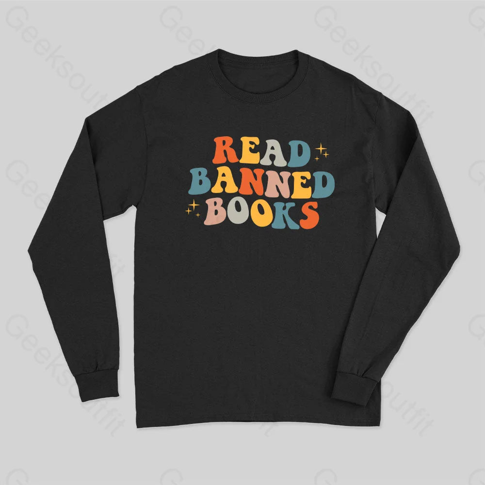 Crop Top Women T Shirt to Pair with High - Waisted BottomsREAD BANNED BOOKS Long Sleeve T-Shirt