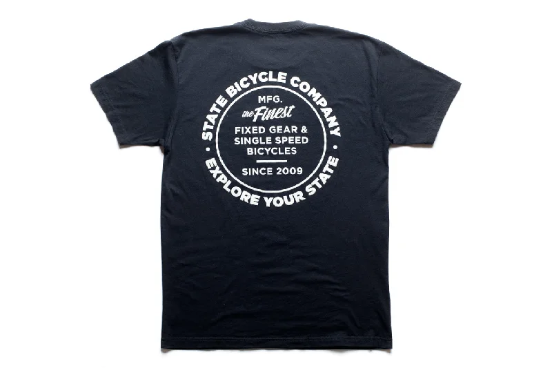 V - Neck Women T Shirt to Enhance the NecklineState Bicycle Co. - "Manufacturing The Finest" - Premium T-Shirt (Black / Off-White)