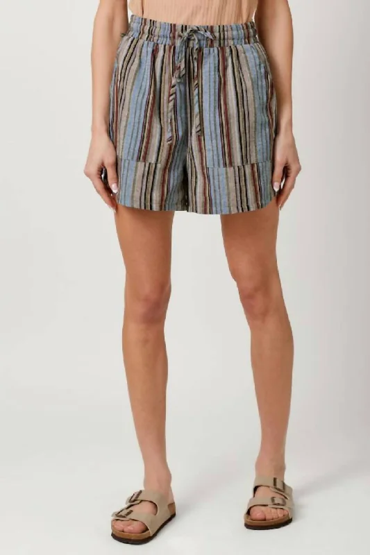 Printed Floral Women Shorts for a Summer - Ready StyleStripe Shorts In Blue Mix