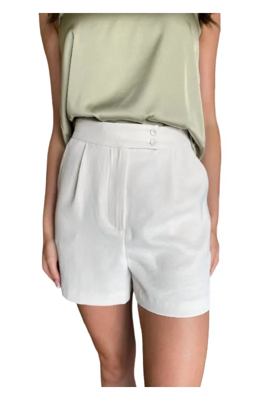 Ruffled Hem Women Shorts to Add a Feminine TouchTailored Shorts In Oyster