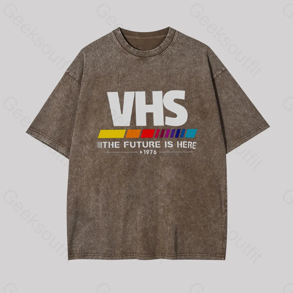 Pocketed Women T Shirt for Added FunctionalityVHS – The Future is Now Geek Washed T-shirt