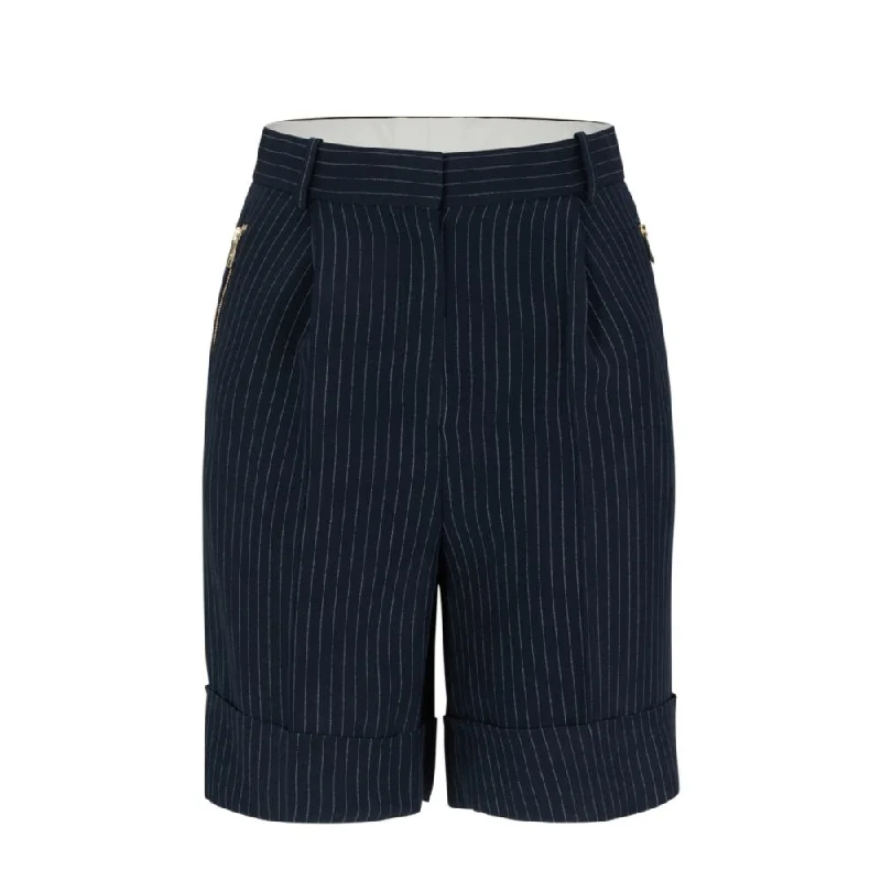 Belted Women Shorts to Enhance the WaistlineWide-leg regular-fit pinstripe shorts