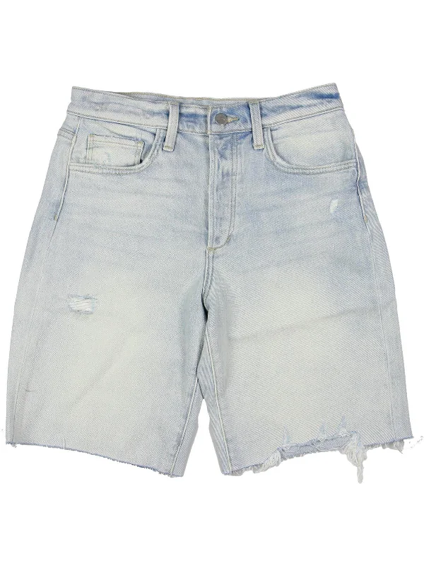 Twill Women Shorts with a Smooth Texture and DurabilityWomens High Rise Midi Denim Shorts