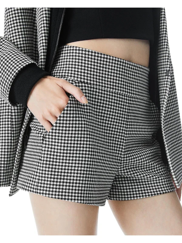 Bermuda Women Shorts for a Classic and Sophisticated LookWomens Mini Houndstooth Casual Shorts