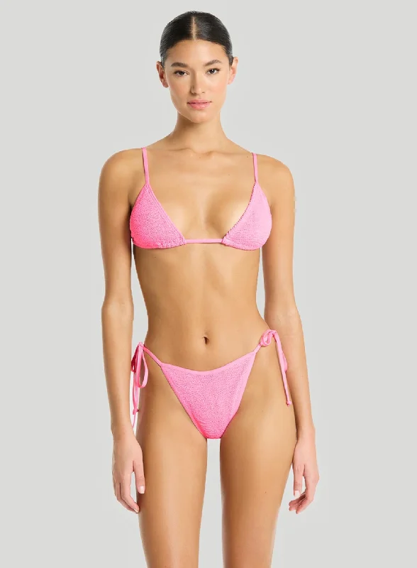 Lace - trimmed bikini for an elegant and romantic touchBond Eye: Luana Triangle Bikini Top Hot Pink