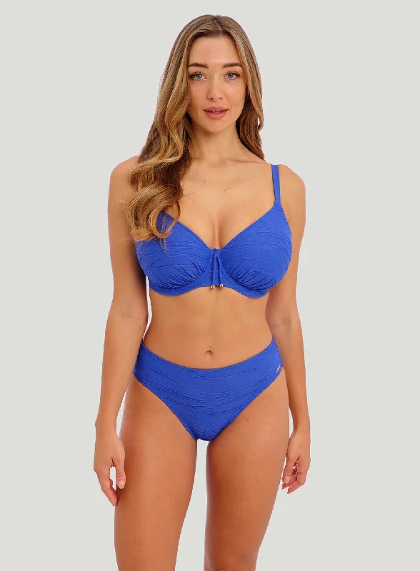 Lace - trimmed bikini for an elegant and romantic touchFantasie Swimwear: Beach Waves Underwired Gathered Full Cup Bikini Top Ultramarine